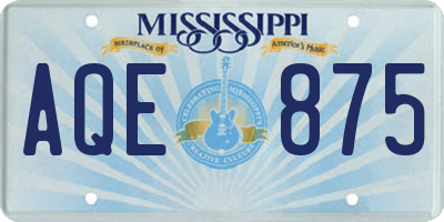 MS license plate AQE875