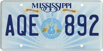 MS license plate AQE892
