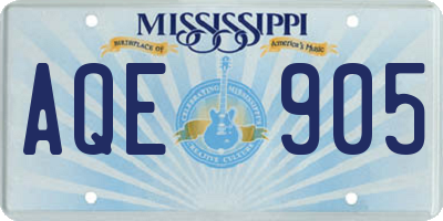 MS license plate AQE905