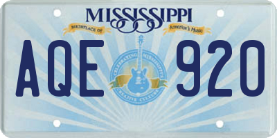 MS license plate AQE920