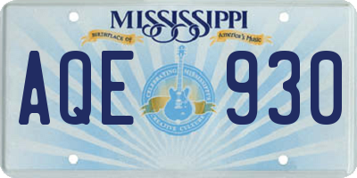 MS license plate AQE930