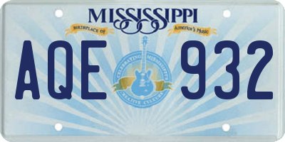 MS license plate AQE932