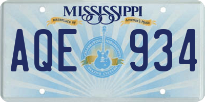 MS license plate AQE934