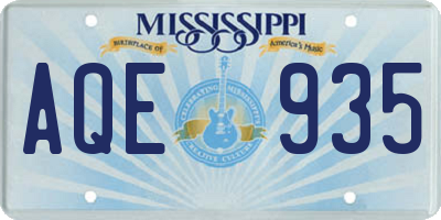MS license plate AQE935