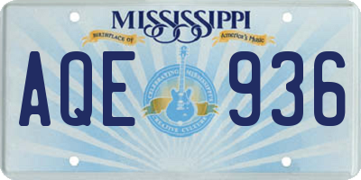 MS license plate AQE936