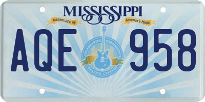 MS license plate AQE958