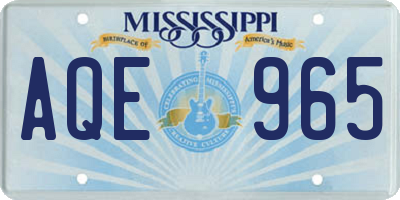 MS license plate AQE965
