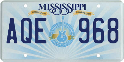MS license plate AQE968