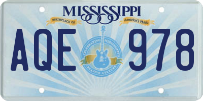 MS license plate AQE978