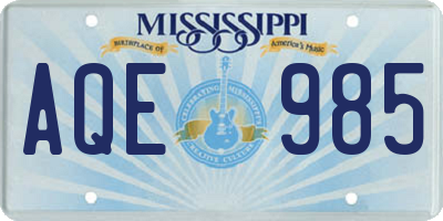 MS license plate AQE985