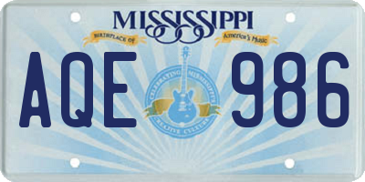 MS license plate AQE986