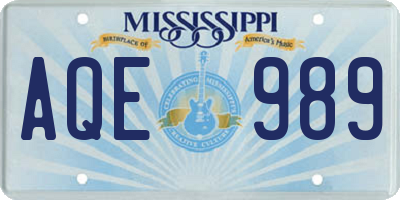 MS license plate AQE989