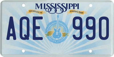 MS license plate AQE990
