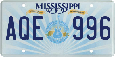 MS license plate AQE996