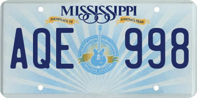 MS license plate AQE998