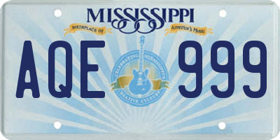 MS license plate AQE999