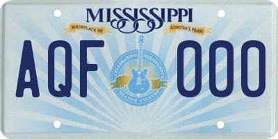 MS license plate AQF000