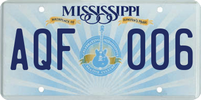 MS license plate AQF006