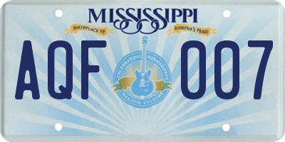 MS license plate AQF007