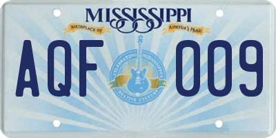 MS license plate AQF009