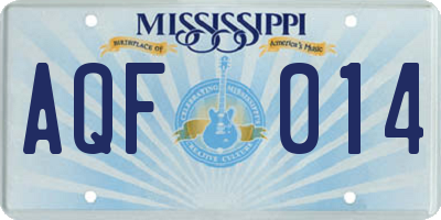 MS license plate AQF014
