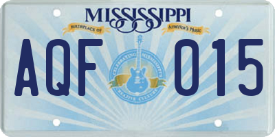 MS license plate AQF015