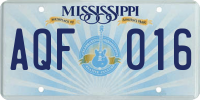 MS license plate AQF016