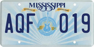 MS license plate AQF019