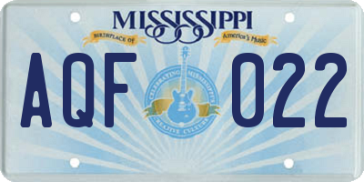 MS license plate AQF022