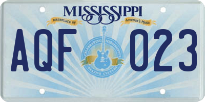 MS license plate AQF023