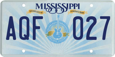 MS license plate AQF027
