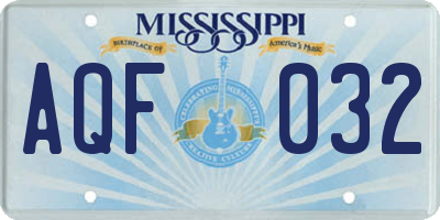 MS license plate AQF032