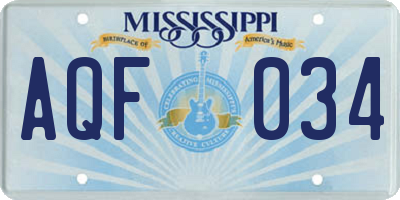 MS license plate AQF034