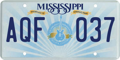 MS license plate AQF037