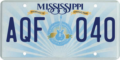 MS license plate AQF040