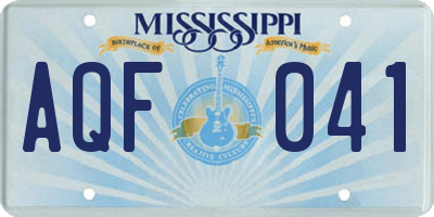 MS license plate AQF041