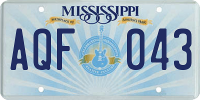 MS license plate AQF043