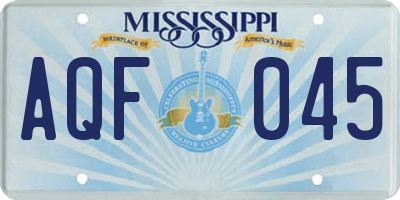 MS license plate AQF045