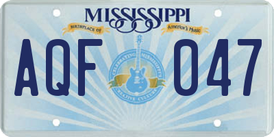 MS license plate AQF047