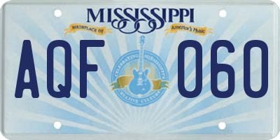 MS license plate AQF060