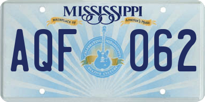 MS license plate AQF062