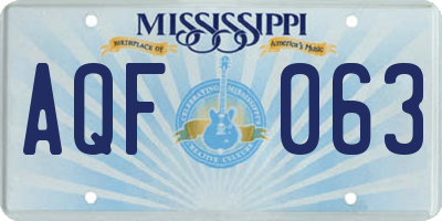 MS license plate AQF063