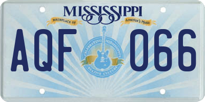 MS license plate AQF066