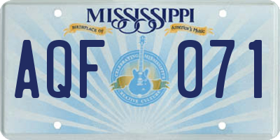 MS license plate AQF071