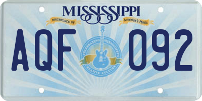 MS license plate AQF092