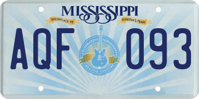 MS license plate AQF093