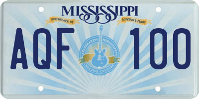 MS license plate AQF100