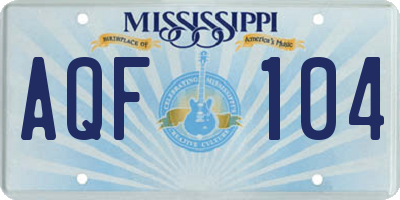 MS license plate AQF104