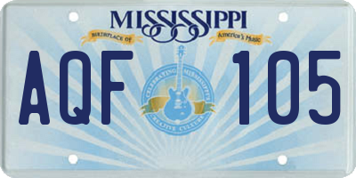 MS license plate AQF105