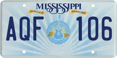 MS license plate AQF106